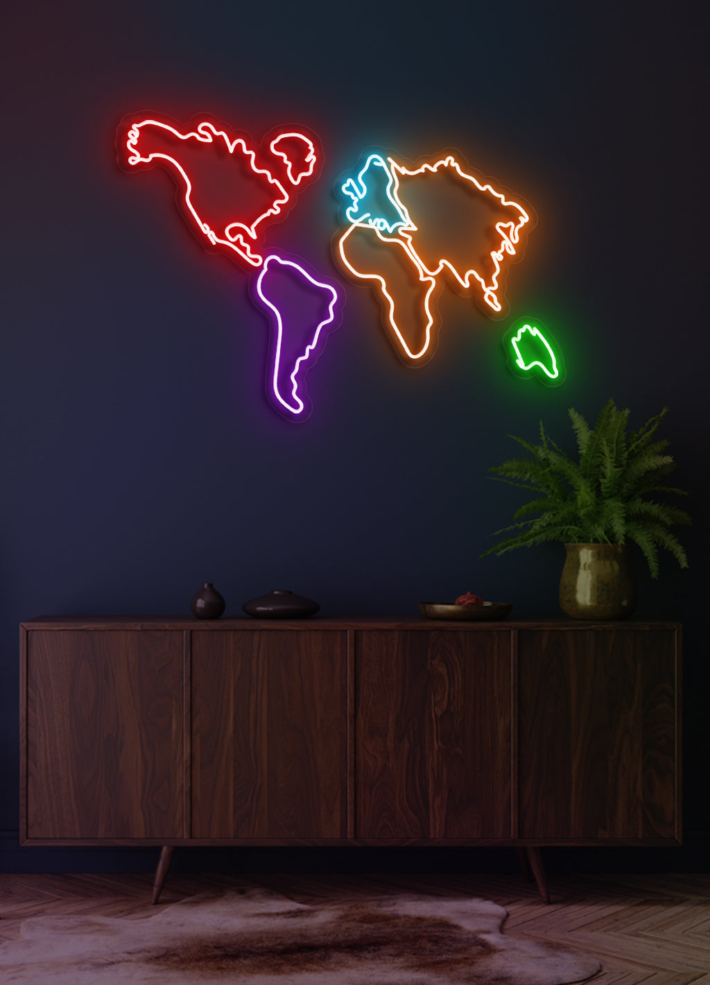 Weltkarte - LED Neonschild