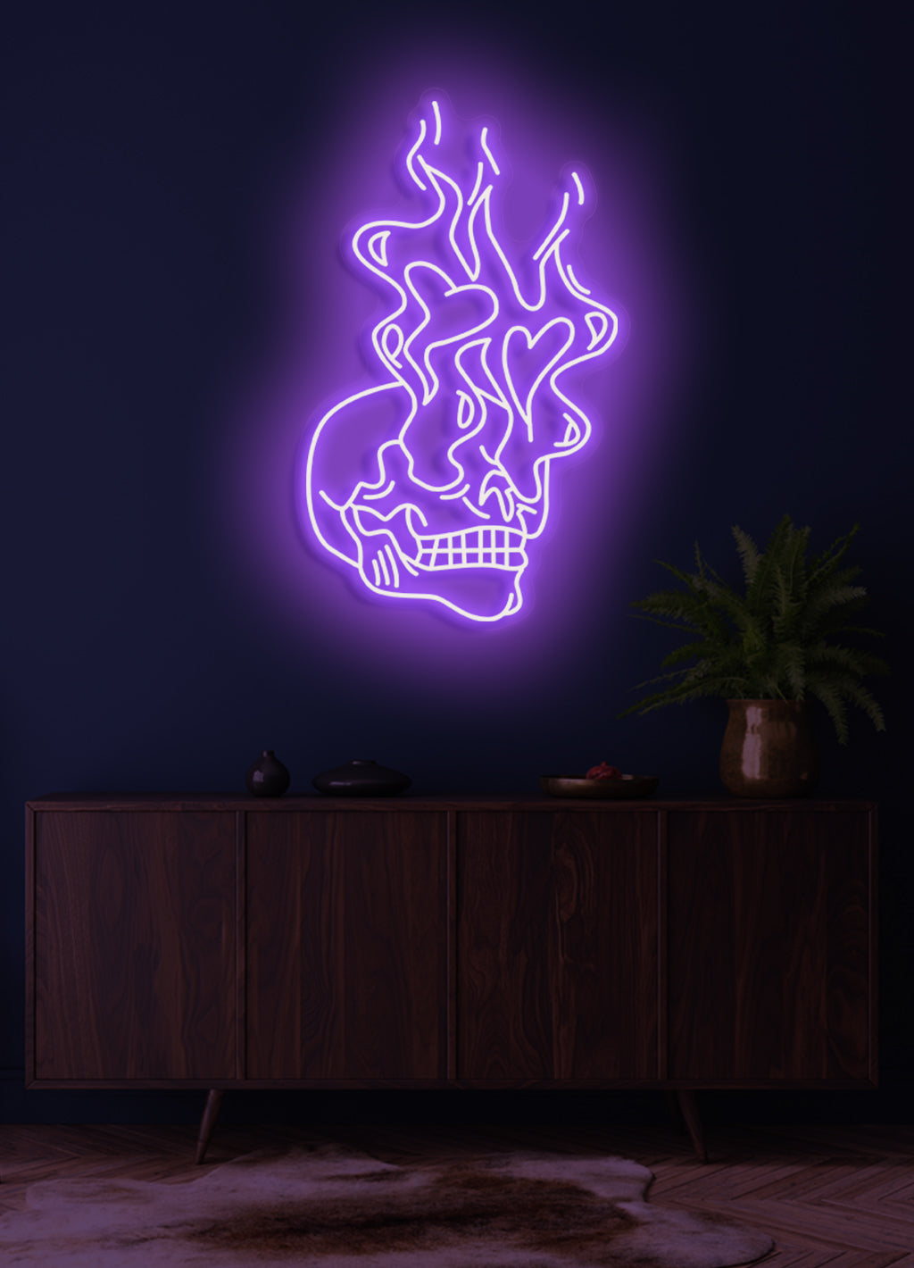 Brennender Totenkopf - LED Neonschild