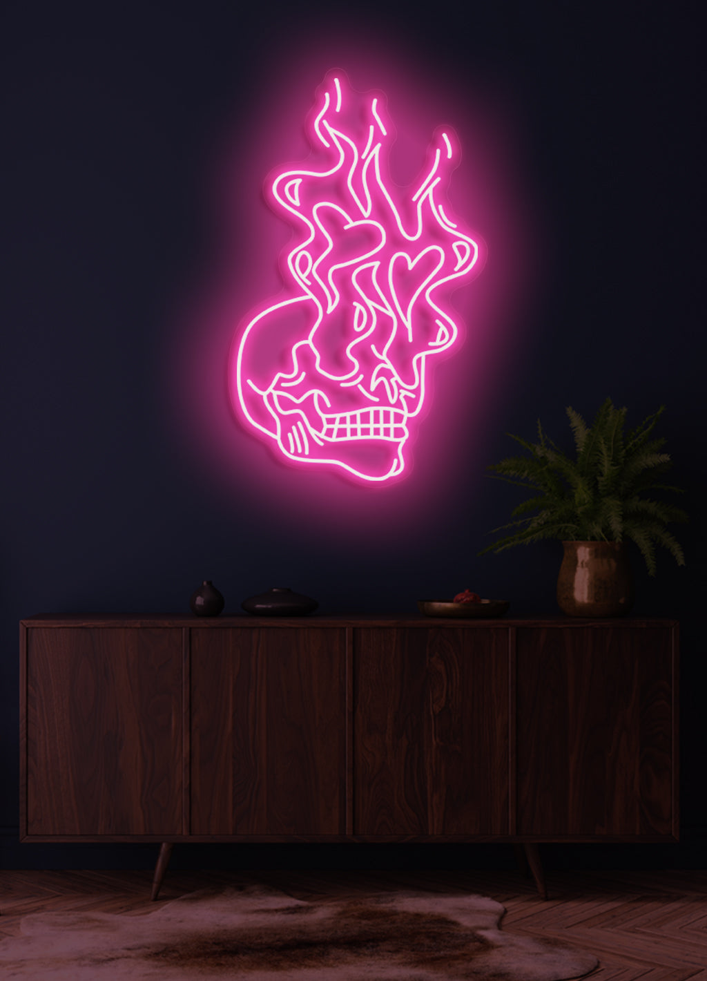 Brennender Totenkopf - LED Neonschild