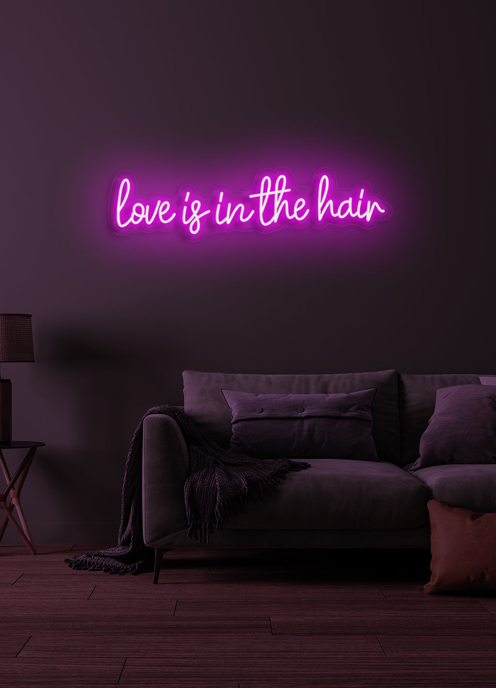 Liebe liegt im Haar - LED Neon-Schirm