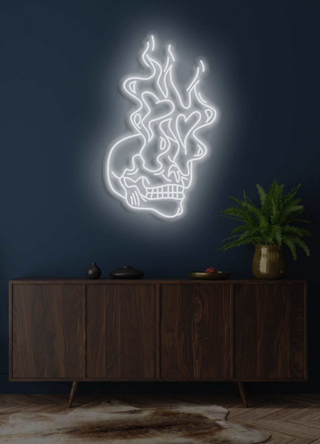 Brennender Totenkopf - LED Neonschild