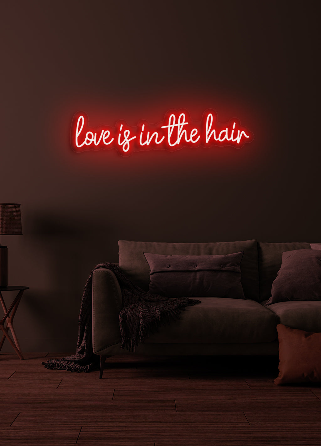 Liebe liegt im Haar - LED Neon-Schirm