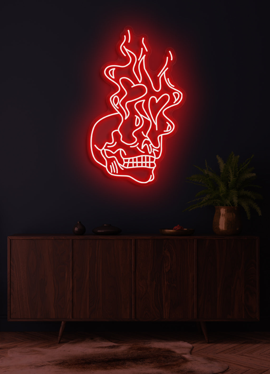 Brennender Totenkopf - LED Neonschild