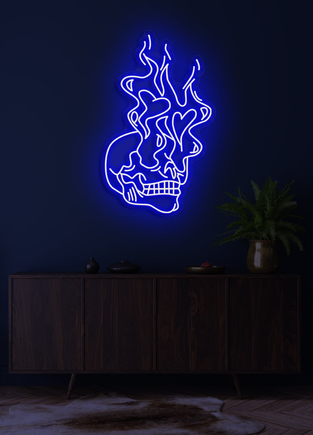 Brennender Totenkopf - LED Neonschild