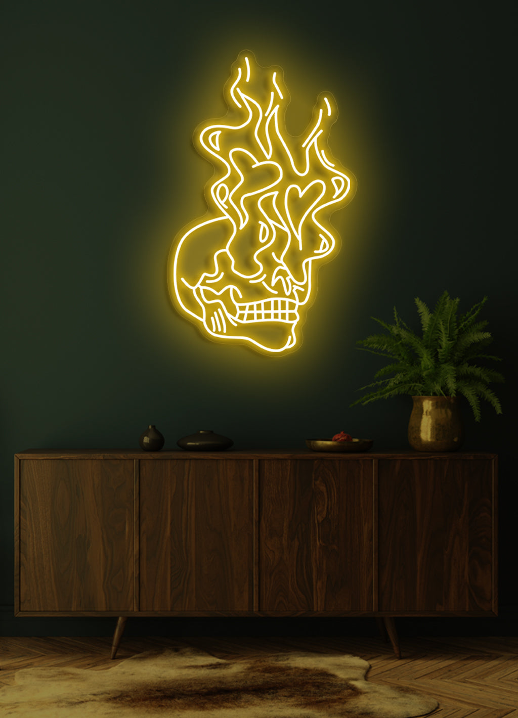 Brennender Totenkopf - LED Neonschild