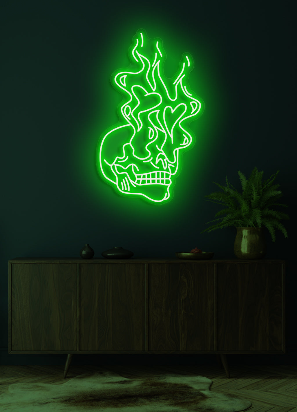 Brennender Totenkopf - LED Neonschild