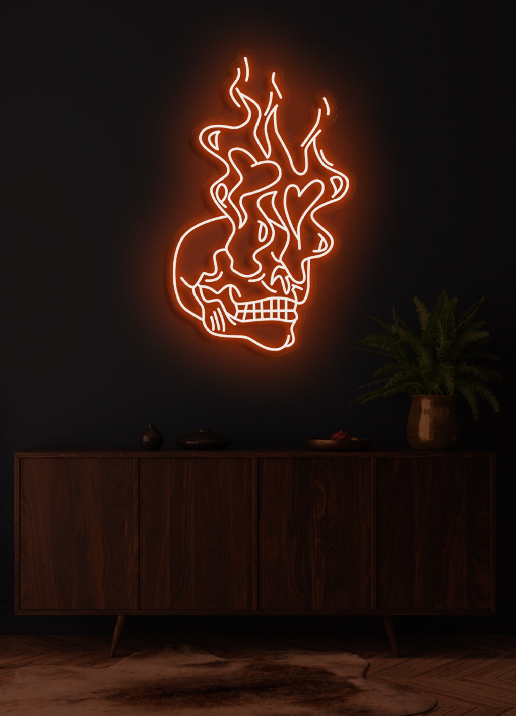 Brennender Totenkopf - LED Neonschild