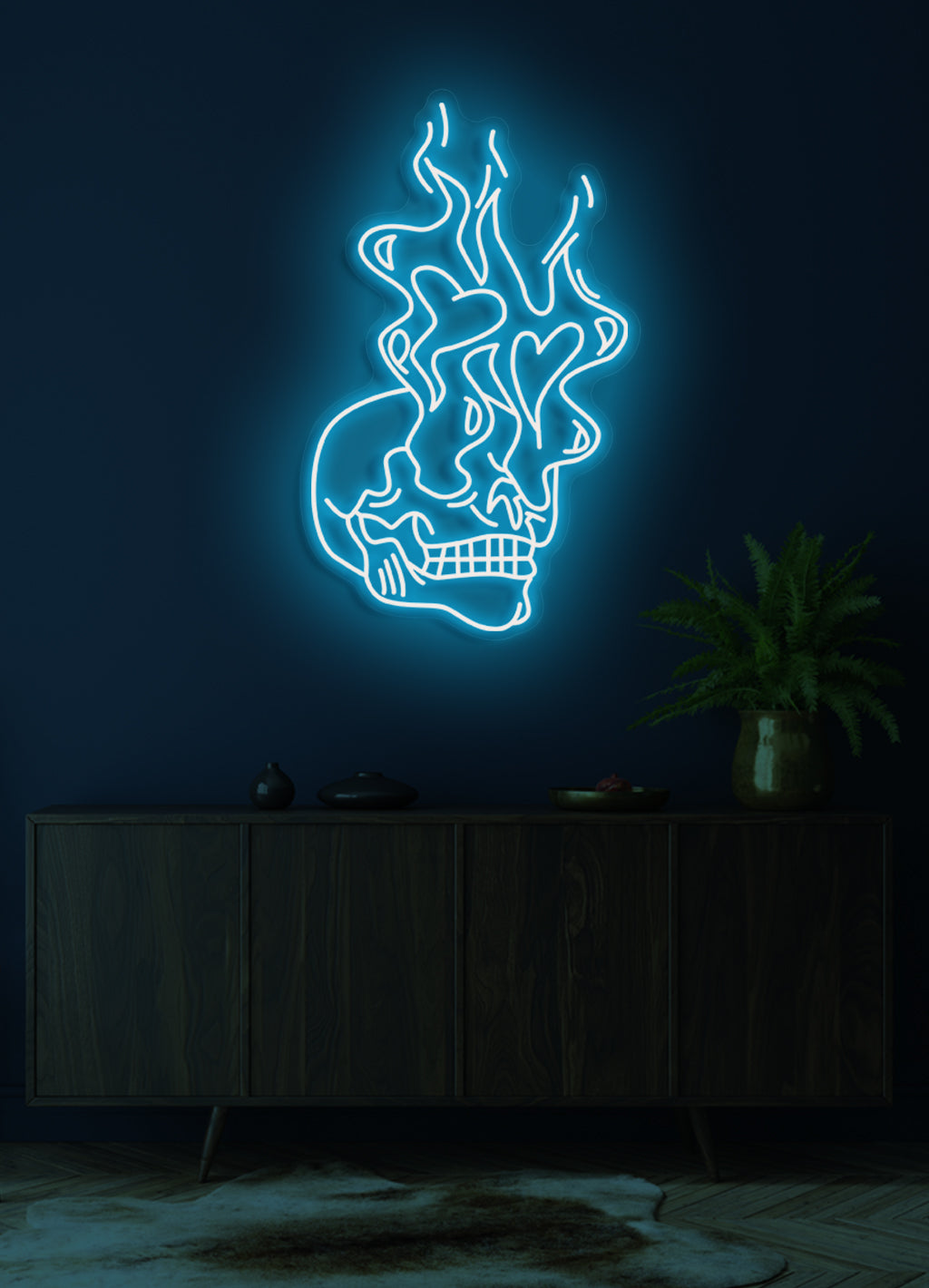 Brennender Totenkopf - LED Neonschild