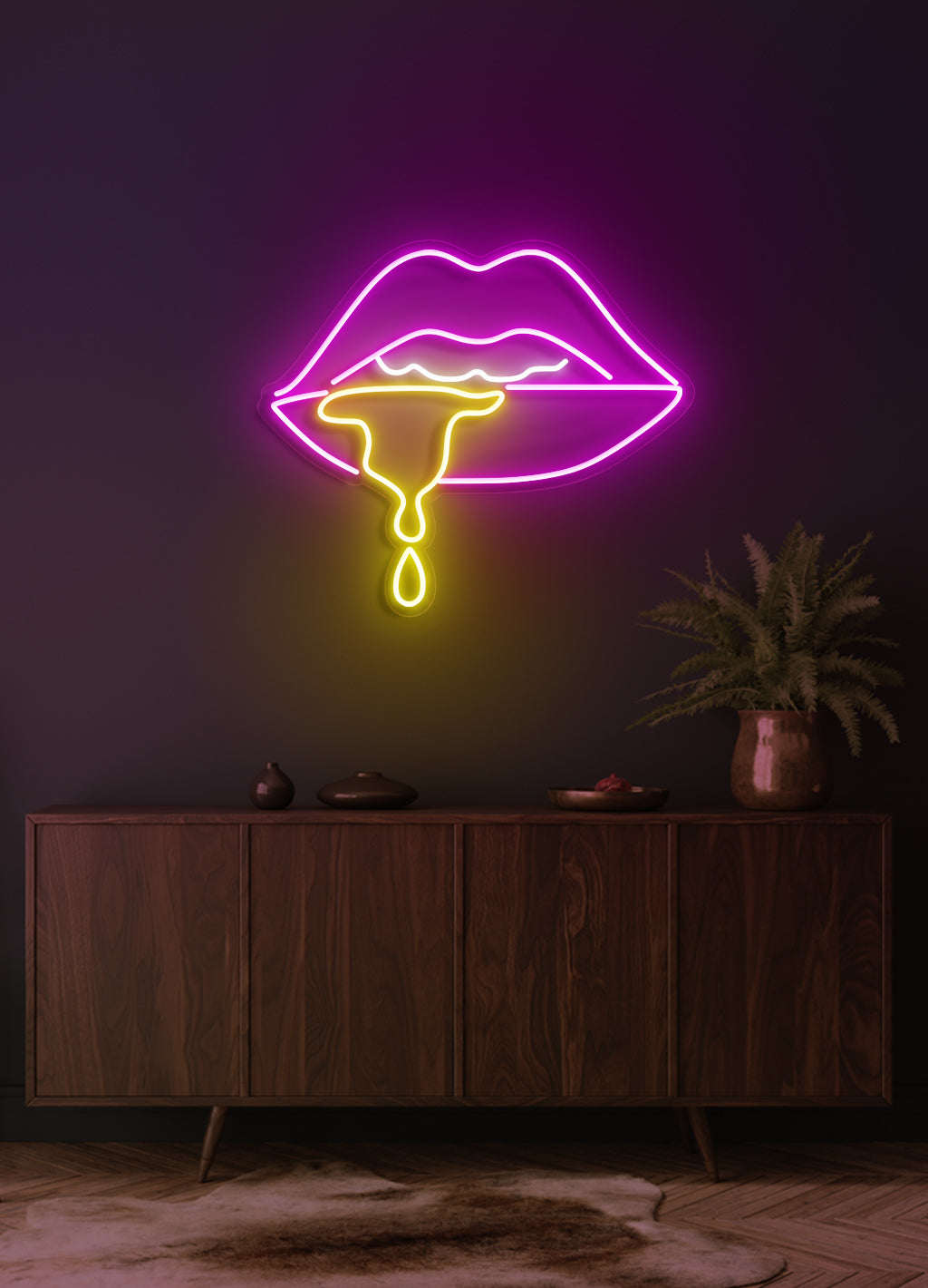 Tropfende Lippen - LED Neon Rock