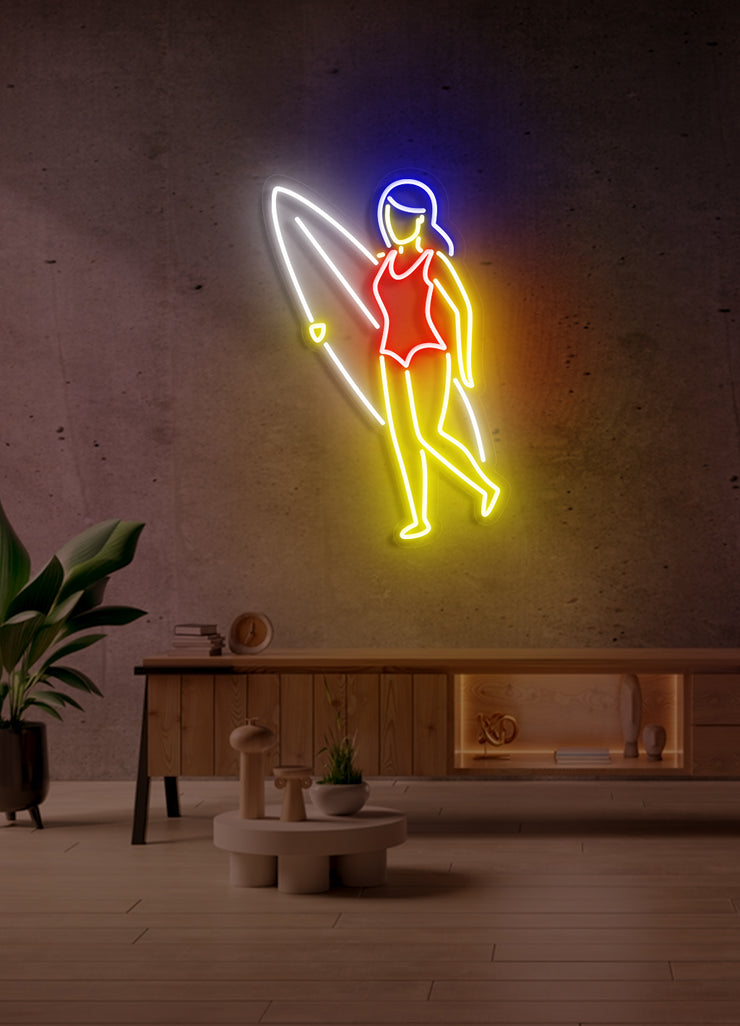 Surfer girl - LED Neon skilt