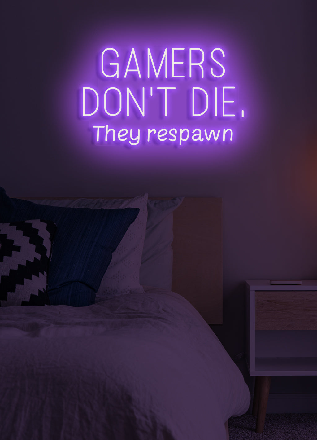 Gamer sterben nicht, sie respawnen - LED Neonschild