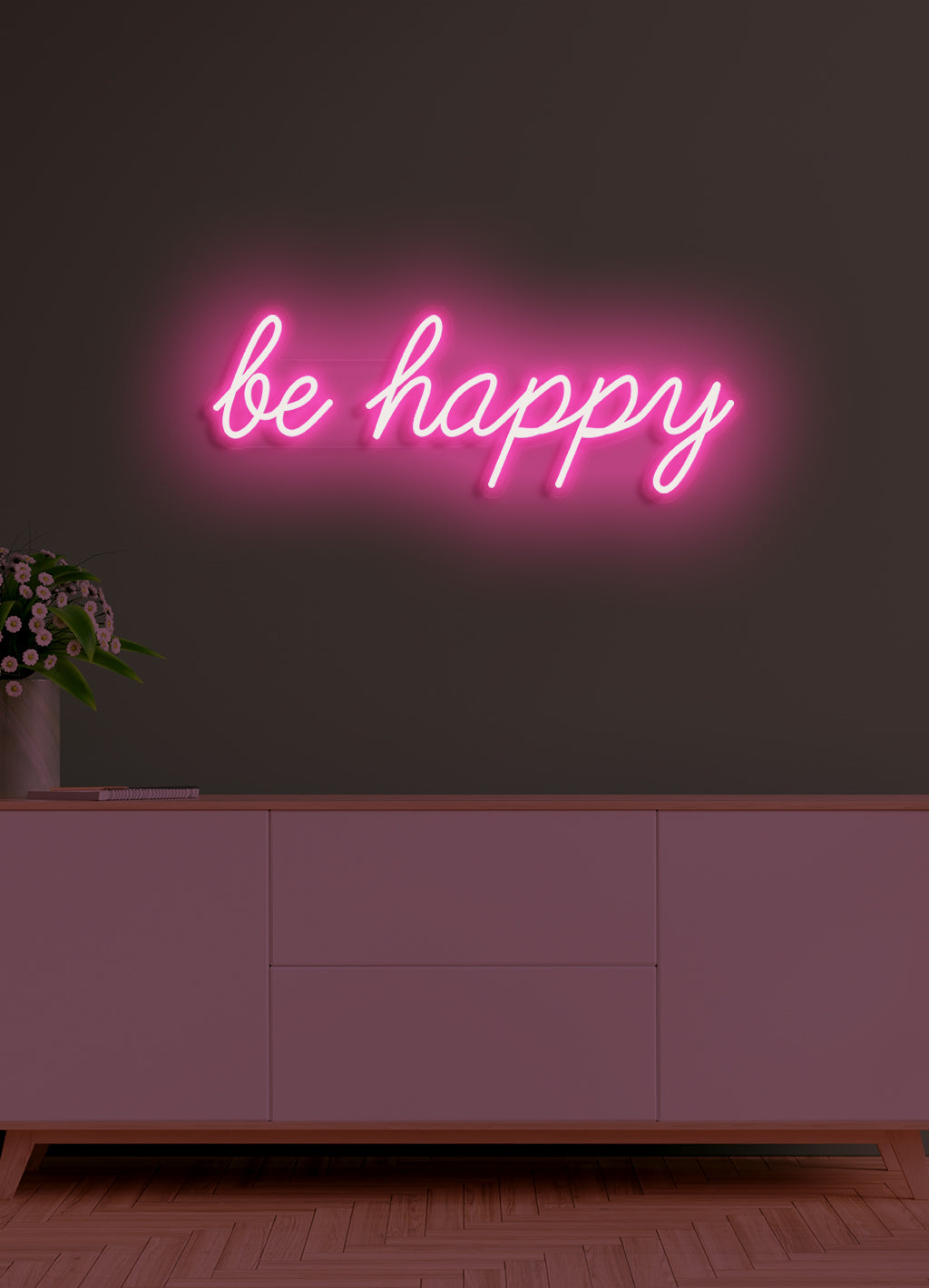 Be happy - LED Neon-Schirm