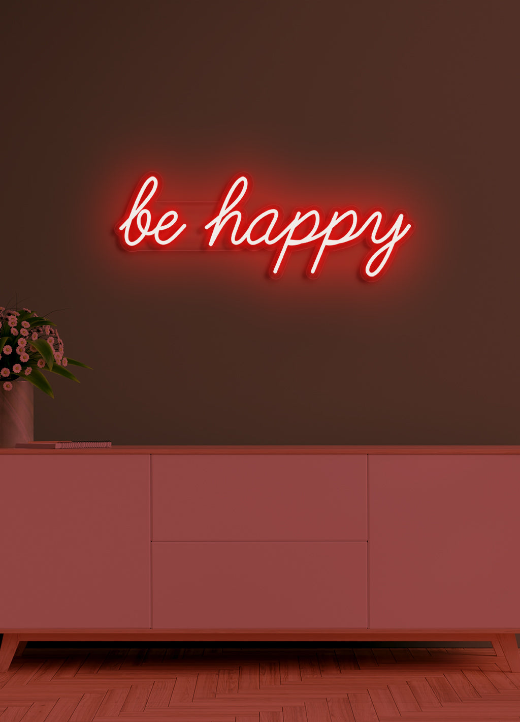 Be happy - LED Neon-Schirm