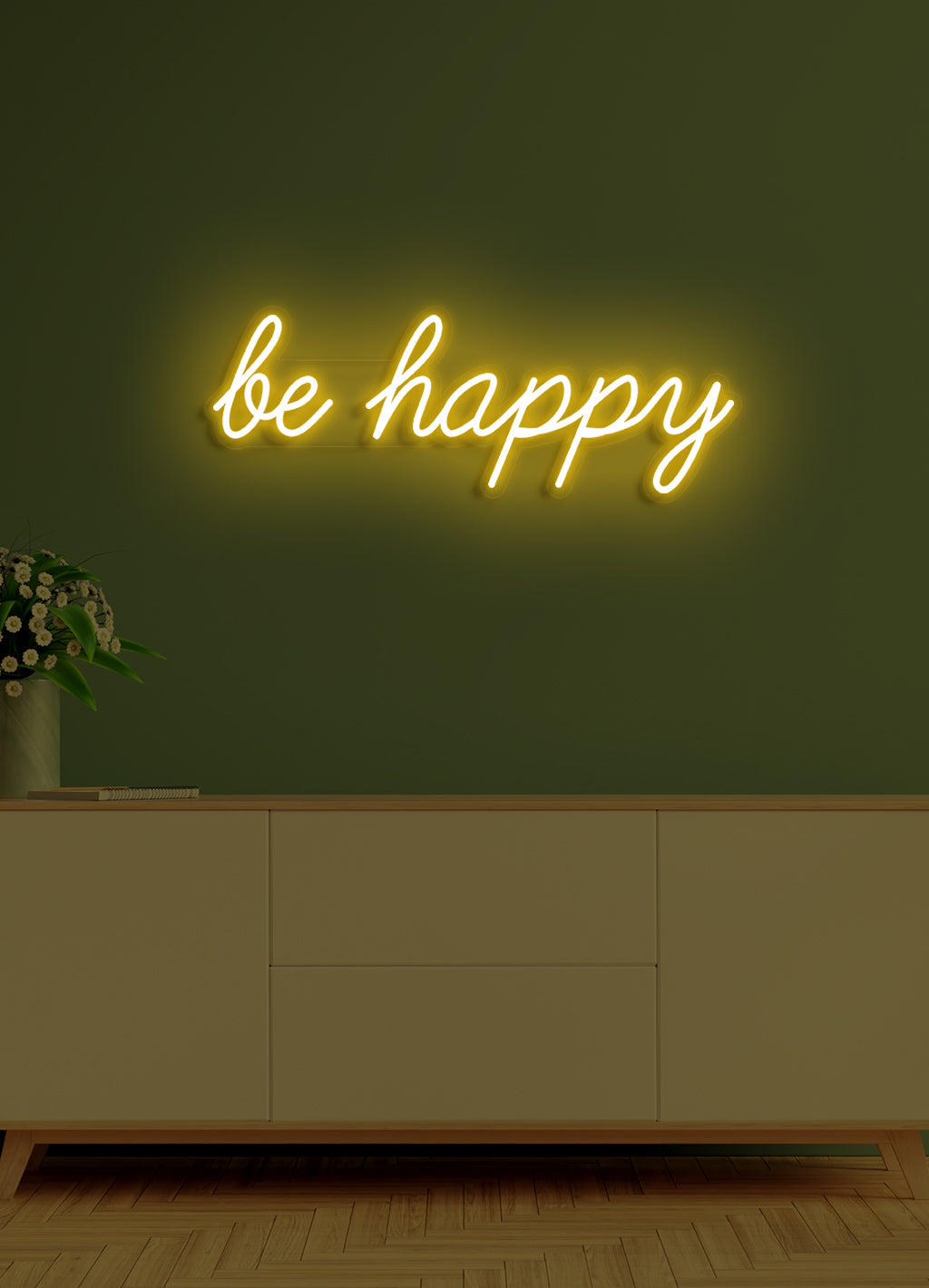 Be happy - LED Neon-Schirm
