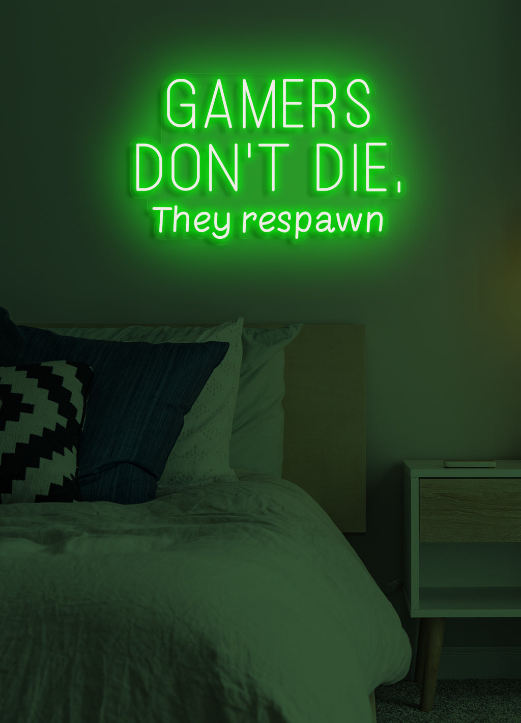 Gamer sterben nicht, sie respawnen - LED Neonschild