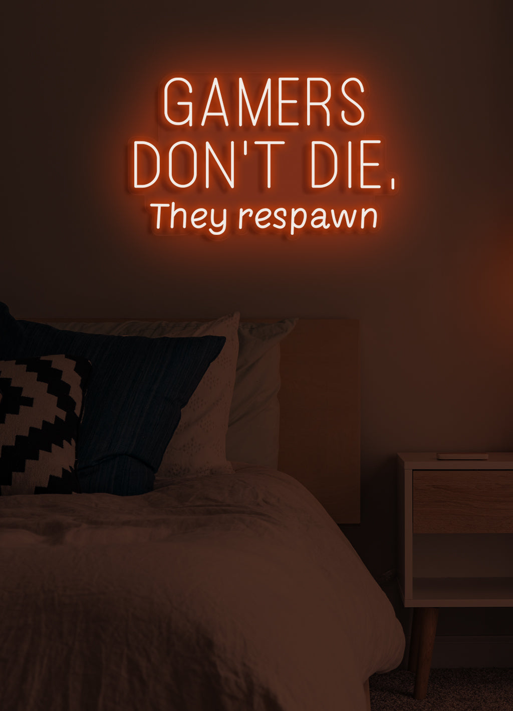Gamer sterben nicht, sie respawnen - LED Neonschild